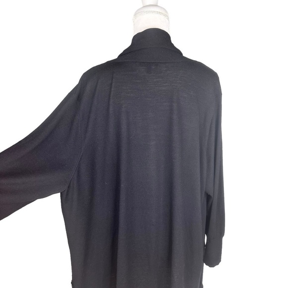 Eileen Fisher black 💯% wool open front cardigan sweater pockets 3X plus size - Picture 11 of 16
